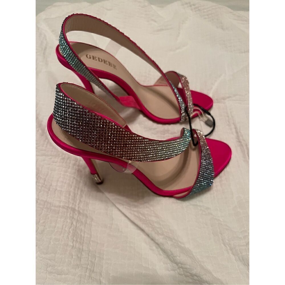 Gedebe Fuschia and Blue Rhinestone Stilettos Heels NEW NWT - Picture 3 of 7